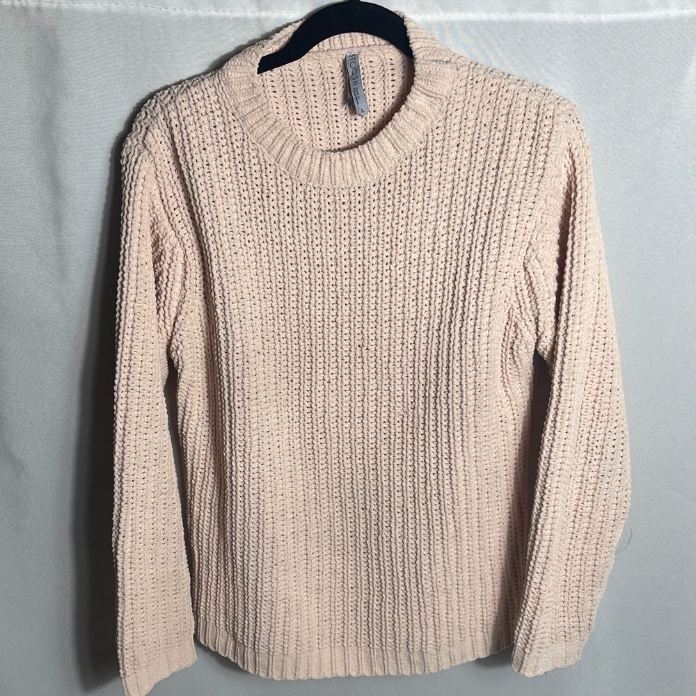 Stoosh Women’s Chunky Knit Sweater Cream Blush Long Sleeve Size L